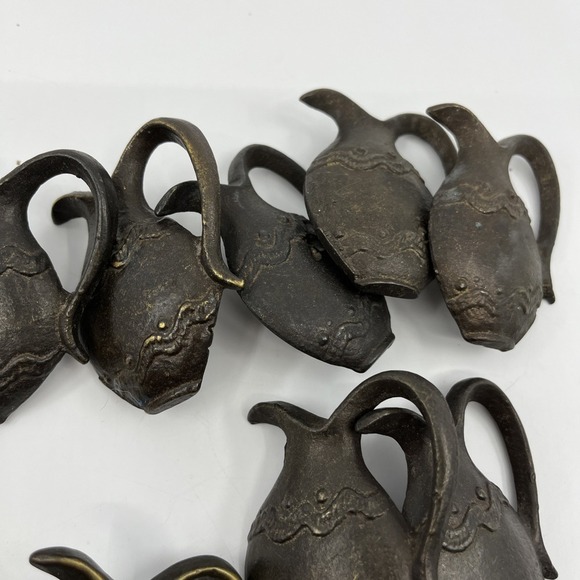 Vtg Solid Brass Distressed Pitcher Ewer Drawer Knobs‎ Pulls Set Of 14 Read 2" - Picture 4 of 13